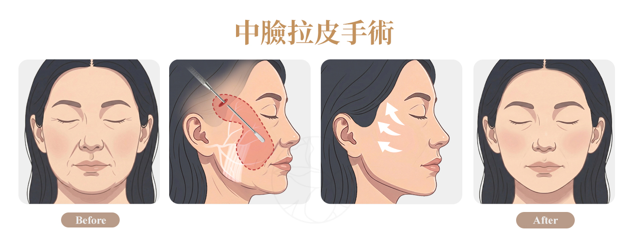 1.切口設計 2.骨膜下層次剝離（Subperiosteal Dissection） 3.韌帶處理 4.固定縫合