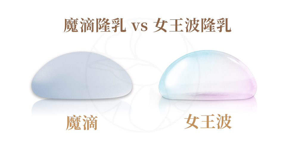 主要差異，魔滴是霧面（或叫奈米絲綢面），女王波則是光滑面。