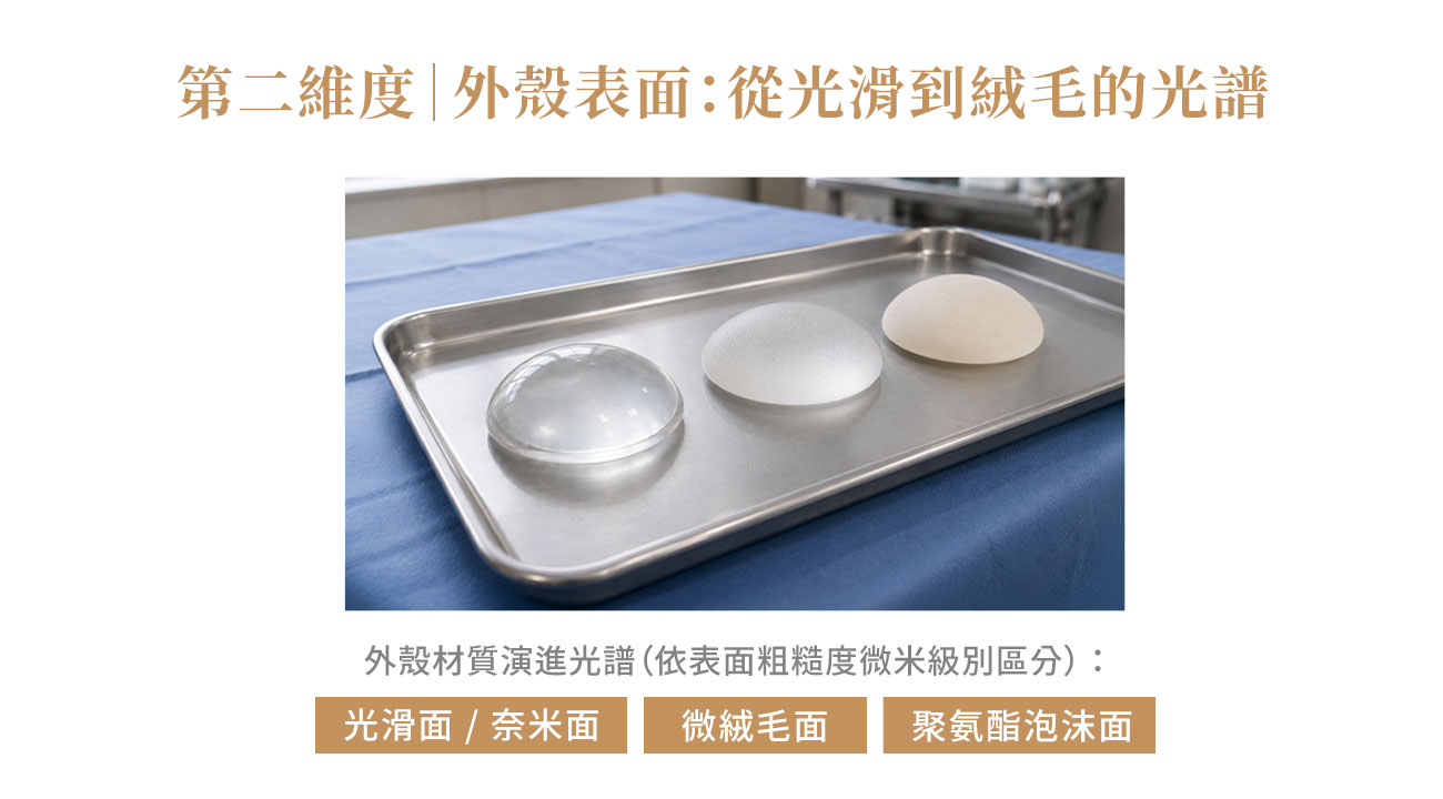隆乳義乳第二維度 隆乳義乳第二維度|外殼表面:光滑面、霧面、微絨毛、粗絨毛